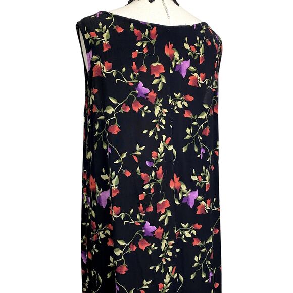 Vintage 90's Uniform Floral Gothic Grunge Whimsygoth Maxi Dress - Picture 8 of 13